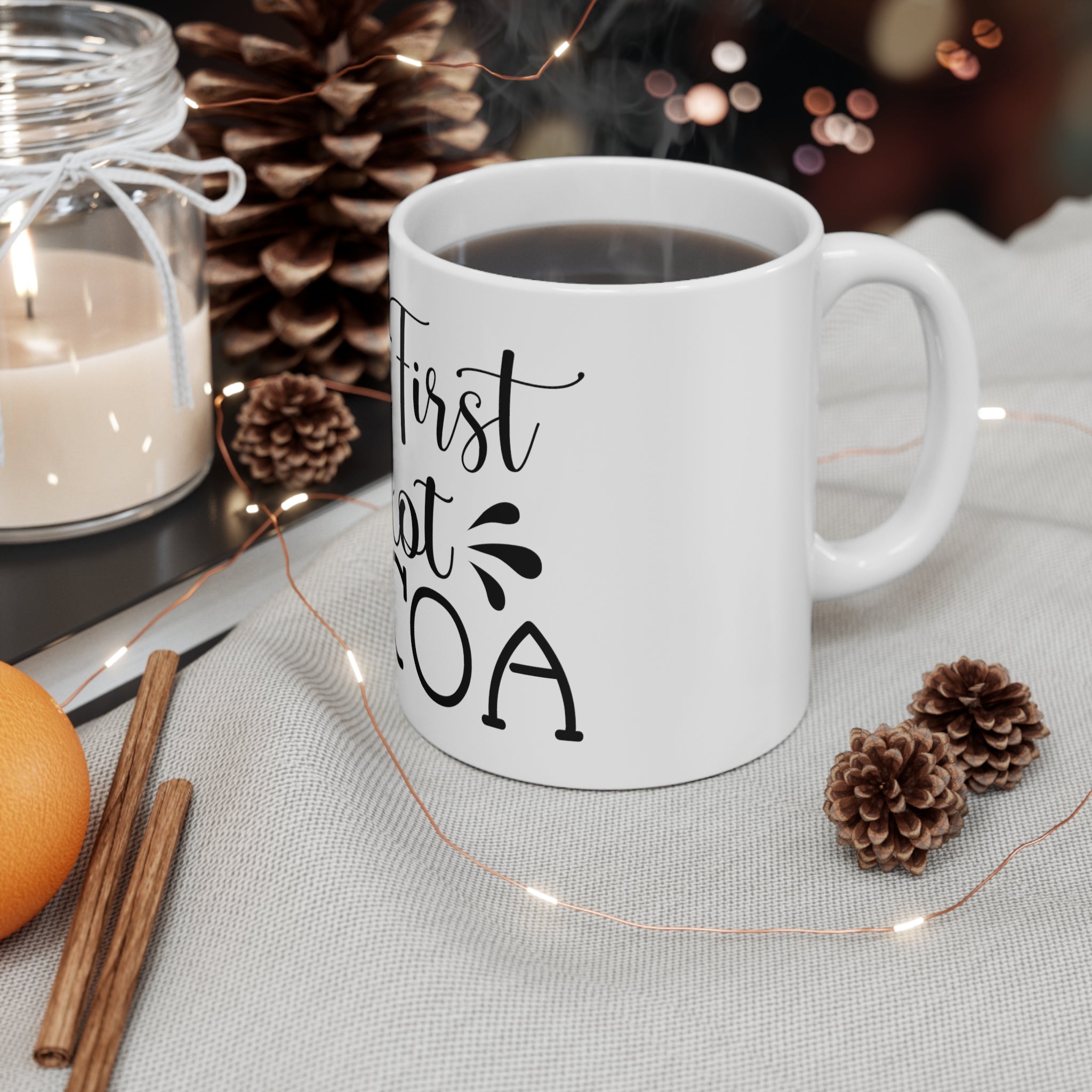 "BUT FIRST HOT COCOA" Mug 11oz