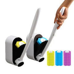 A Wall Mounted Toilet Cleaning Kit With Storage Box And 8 Refillable Toilet Stick Heads Household Disposable Replacement Dead Endless Toilet Scrubbing Brushes Marine  Lemon  Lavender Scent